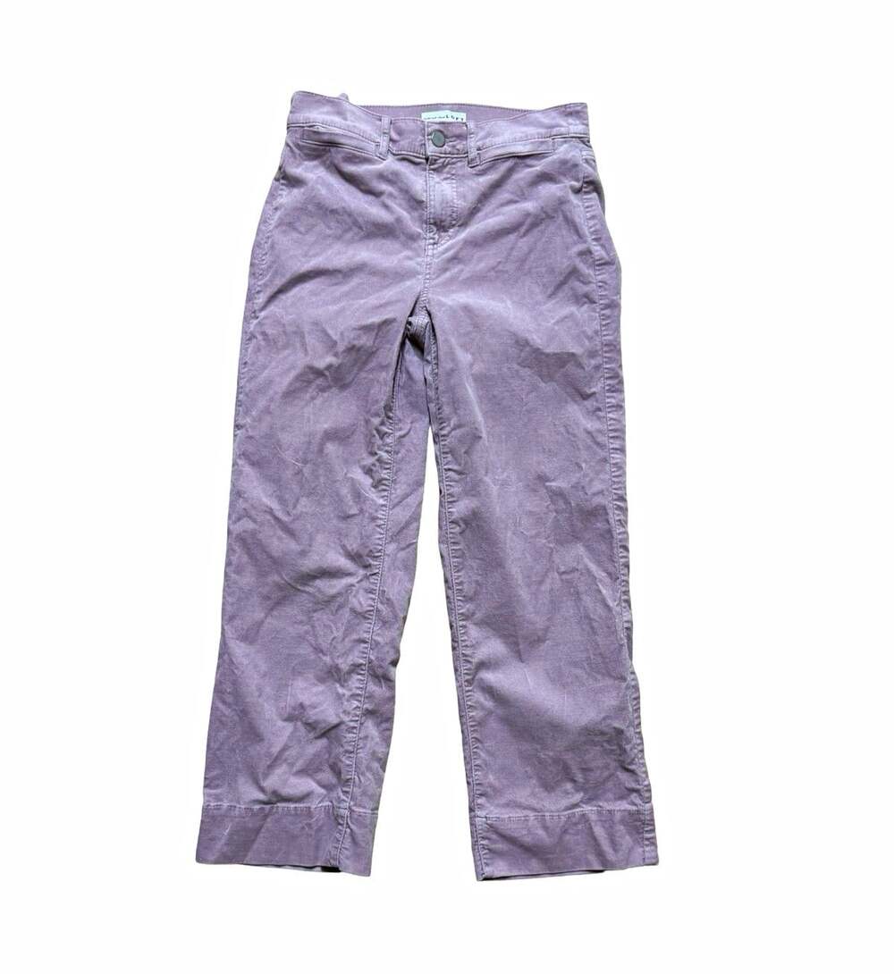 LOFT Women’s Purple Corduroy Straight Leg Pants Flat Front Stretch Pockets